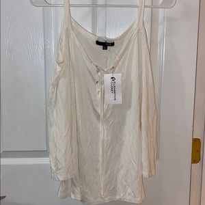 Cold Shoulder Cotton White T-shirt